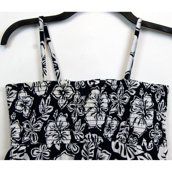 NEW Y2K Limited Too Black Hawaiian Floral Summer Dress Shirred Beach Swim Cover - Picture 2 of 6